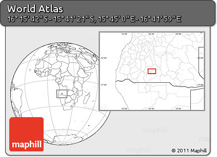 Blank Location Map of the Area around 15° 58' 32" S, 16° 13' 30" E