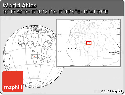 Blank Location Map of the Area around 15° 58' 32" S, 16° 13' 30" E