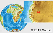 Physical Location Map of the area around 15° 58' 32" S, 16° 13' 30" E