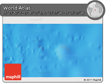 Physical 3D Map of the Area around 15° 58' 32" S, 16° 55' 29" W