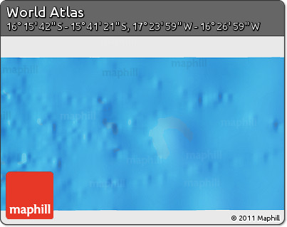 Physical 3D Map of the Area around 15° 58' 32" S, 16° 55' 29" W