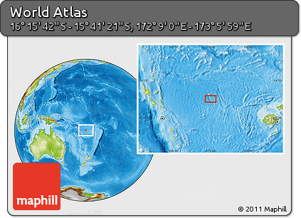 Physical Location Map of the Area around 15° 58' 32" S, 172° 37' 30" E