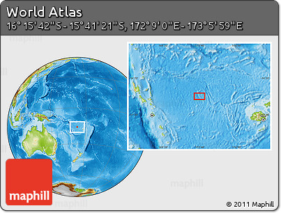 Physical Location Map of the Area around 15° 58' 32" S, 172° 37' 30" E