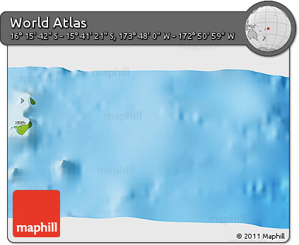 Physical 3D Map of the Area around 15° 58' 32" S, 173° 19' 29" W