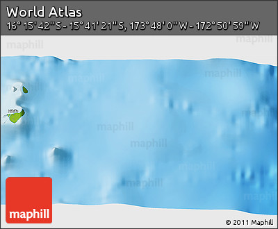 Physical 3D Map of the Area around 15° 58' 32" S, 173° 19' 29" W