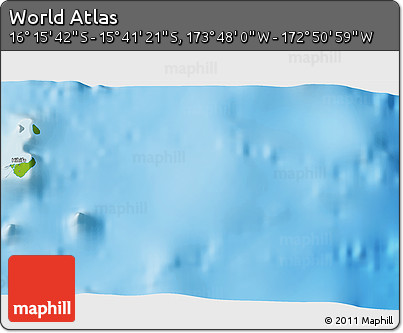 Physical 3D Map of the Area around 15° 58' 32" S, 173° 19' 29" W