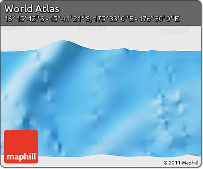 Shaded Relief 3D Map of the Area around 15° 58' 32" S, 176° 1' 30" E