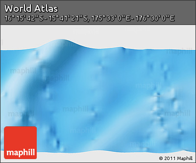 Shaded Relief 3D Map of the Area around 15° 58' 32" S, 176° 1' 30" E