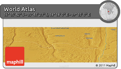 Physical Panoramic Map of the Area around 15° 58' 32" S, 18° 46' 29" E