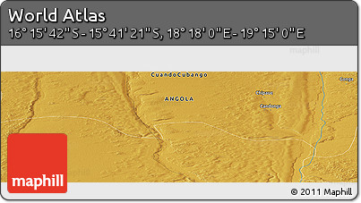 Physical Panoramic Map of the Area around 15° 58' 32" S, 18° 46' 29" E