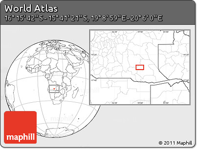 Blank Location Map of the Area around 15° 58' 32" S, 19° 37' 30" E