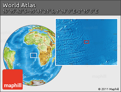Physical Location Map of the Area around 15° 58' 32" S, 1° 46' 29" E