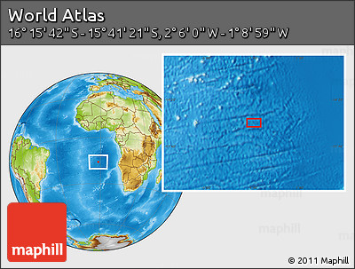 Physical Location Map of the Area around 15° 58' 32" S, 1° 37' 30" W
