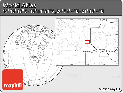 Blank Location Map of the Area around 15° 58' 32" S, 21° 19' 30" E