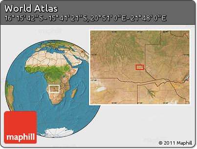 Satellite Location Map of the Area around 15° 58' 32" S, 21° 19' 30" E