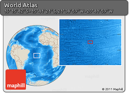 Shaded Relief Location Map of the Area around 15° 58' 32" S, 21° 10' 29" W