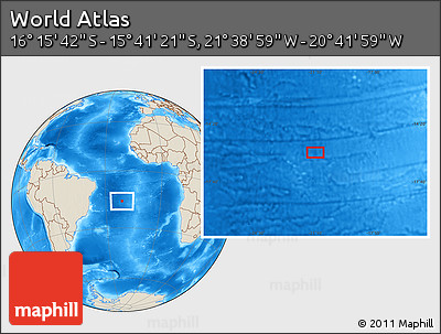 Shaded Relief Location Map of the Area around 15° 58' 32" S, 21° 10' 29" W