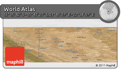 Satellite Panoramic Map of the Area around 15° 58' 32" S, 22° 10' 29" E
