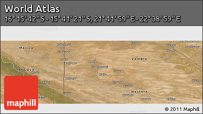 Satellite Panoramic Map of the Area around 15° 58' 32" S, 22° 10' 29" E
