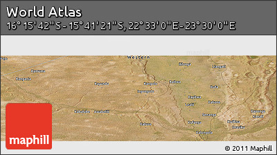 Satellite Panoramic Map of the Area around 15° 58' 32" S, 23° 1' 29" E