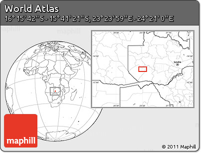 Blank Location Map of the Area around 15° 58' 32" S, 23° 52' 30" E