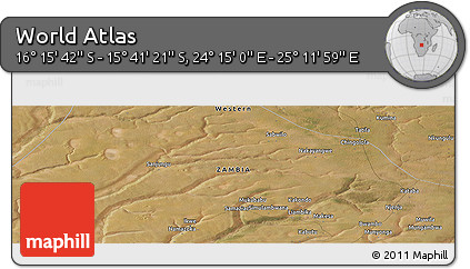 Satellite Panoramic Map of the Area around 15° 58' 32" S, 24° 43' 30" E