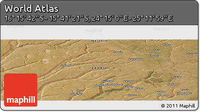 Satellite Panoramic Map of the Area around 15° 58' 32" S, 24° 43' 30" E