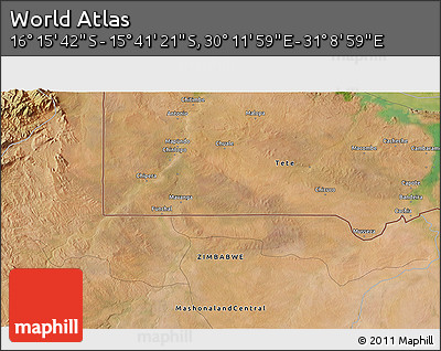 Satellite 3D Map of the Area around 15° 58' 32" S, 30° 40' 29" E