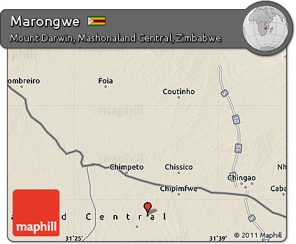 Shaded Relief Map of Marongwe