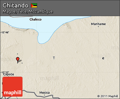 Shaded Relief Map of Chitando