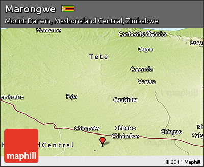 Physical Panoramic Map of Marongwe