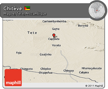Shaded Relief Panoramic Map of Chitêve