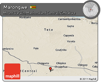 Shaded Relief Panoramic Map of Marongwe