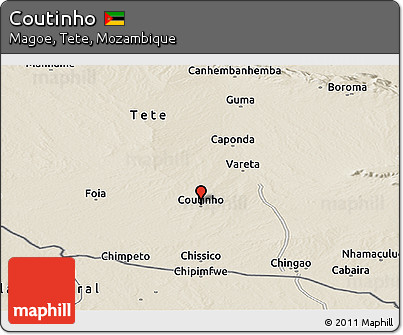 Shaded Relief Panoramic Map of Coutinho
