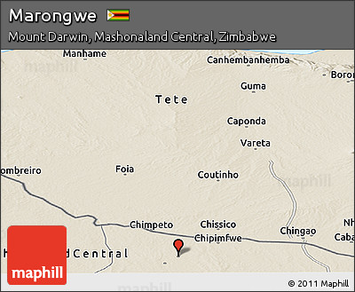 Shaded Relief Panoramic Map of Marongwe