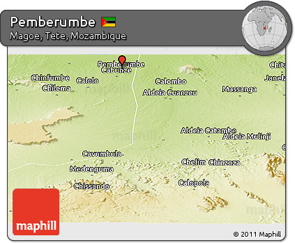 Physical Panoramic Map of Pemberumbe