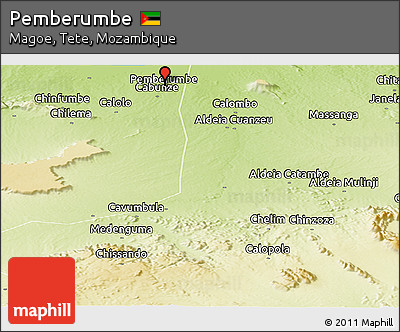 Physical Panoramic Map of Pemberumbe