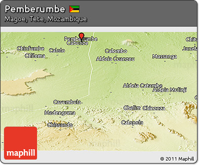 Physical Panoramic Map of Pemberumbe