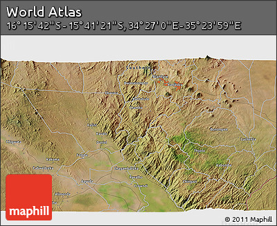 Satellite 3D Map of the Area around 15° 58' 32" S, 34° 55' 29" E