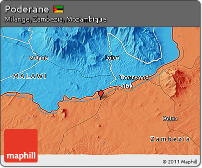 Political 3D Map of Poderane