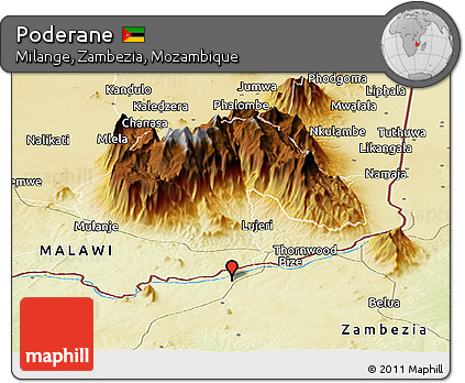 Physical Panoramic Map of Poderane