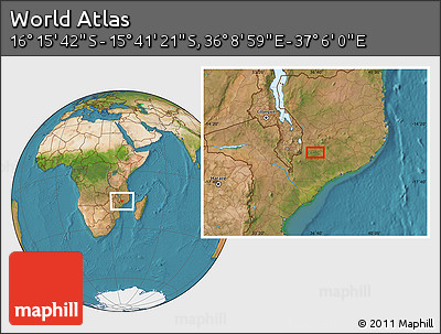 Satellite Location Map of the Area around 15° 58' 32" S, 36° 37' 30" E