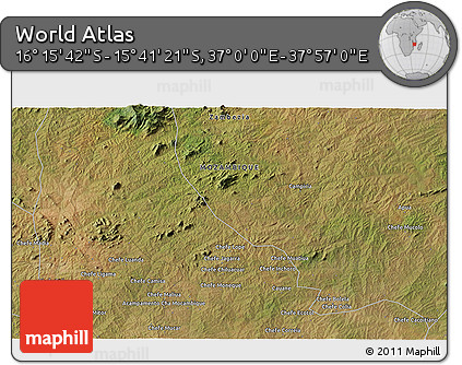 Satellite 3D Map of the Area around 15° 58' 32" S, 37° 28' 30" E