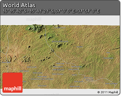 Satellite 3D Map of the Area around 15° 58' 32" S, 37° 28' 30" E