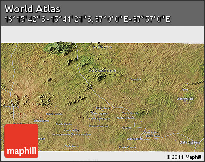 Satellite 3D Map of the Area around 15° 58' 32" S, 37° 28' 30" E