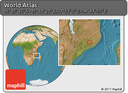 Satellite Location Map of the Area around 15° 58' 32" S, 38° 19' 30" E
