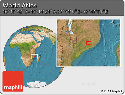 Satellite Location Map of the Area around 15° 58' 32" S, 38° 19' 30" E