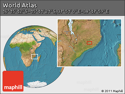 Satellite Location Map of the Area around 15° 58' 32" S, 38° 19' 30" E
