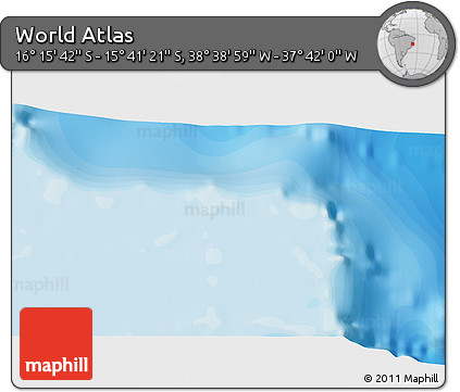 Political 3D Map of the Area around 15° 58' 32" S, 38° 10' 29" W
