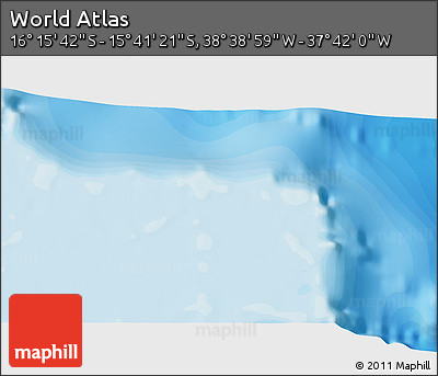 Political 3D Map of the Area around 15° 58' 32" S, 38° 10' 29" W